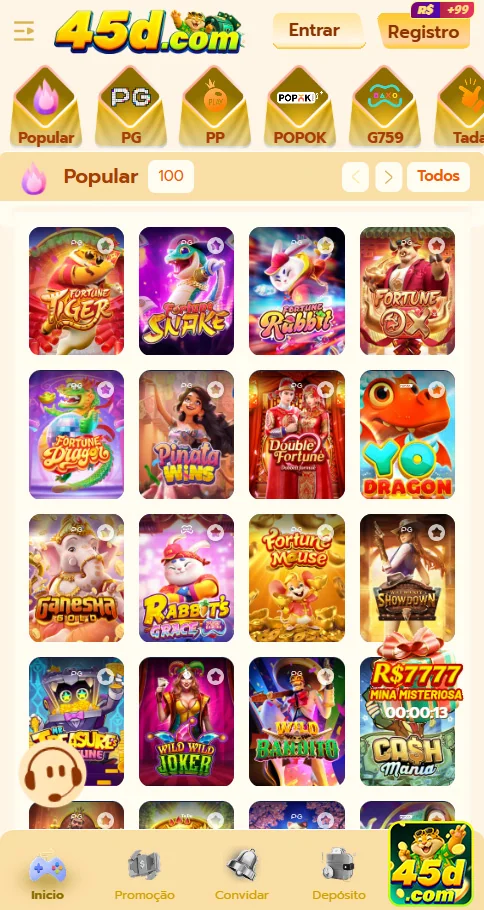 Jogador desfrutando de jogos de slots no 45d.com