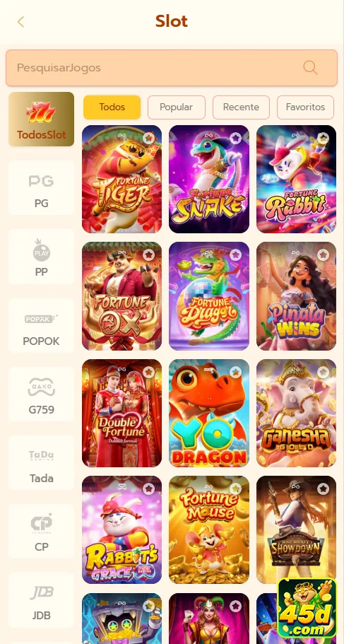 Slots de Alta Volatilidade na 45d.com